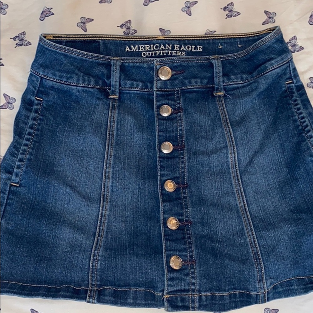button up american eagle jean skirt